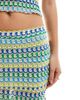 Pieces Pieces crochet mini ruffle skirt in green and blue stripes - part of a set-Multi - 3