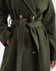 Pieces Pieces double breasted wool coat in dark khaki-Green - 4