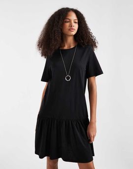 Pieces Pieces drop waist short sleeve mini dress in black