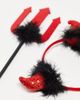 Pieces Pieces Exclusive Halloween 2-pack sequin devil headband and pitch fork in red - 4