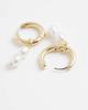 Pieces PIECES faux pearl drop hoop earrings in gold tone - 3