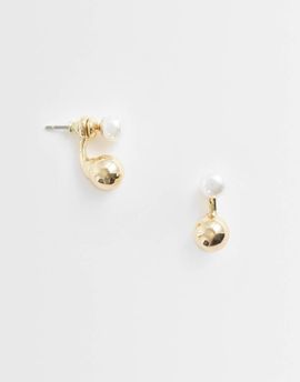 Pieces PIECES faux pearl drop stud earrings in gold tone