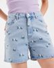 Pieces PIECES floral embroidered denim shorts in light blue - 3