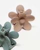Pieces Pieces flower 2-pack hair claw clip in neutral and sage-Multi - 2