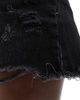 Pieces Pieces frayed bottom denim shorts in washed black - 2
