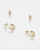 Pieces Pieces gem stud and mini hoop 2-pack earrings in gold - 1