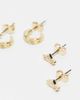 Pieces Pieces gem stud and mini hoop 2-pack earrings in gold - 3