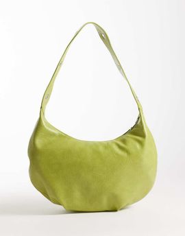 Pieces Pieces half moon eyelet strap detail shoulder bag in celery green
