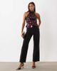 Pieces PIECES halter neck paillette sequined top in burgundy-Red - 2
