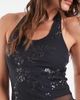 Pieces Pieces halter neck sequin mesh top in asphalt gray - 4