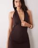 Pieces Pieces halter neck slinky maxi dress in chocolate brown - 2
