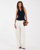 Pieces PIECES halterneck button front denim top in dark blue-Navy - 2