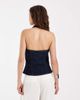 Pieces PIECES halterneck button front denim top in dark blue-Navy - 4