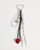 Pieces Pieces heart and pearl bag charm in multi - 1