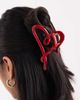 Pieces Pieces heart shape hair claw in dark red - 3