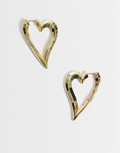 Pieces Pieces heart shaped hoop earrings in gold tone