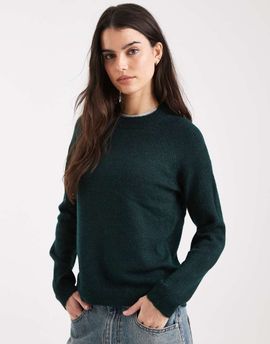 Pieces Pieces high neck sweater in deep green