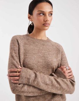 Pieces Pieces high neck sweater in fossil-Neutral