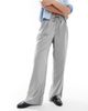 Pieces Pieces high waist drapey wide leg dad pants in medium heather gray - 1
