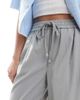 Pieces Pieces high waist drapey wide leg dad pants in medium heather gray - 4