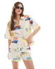 Pieces Pieces high waist shorts in summer vacation print - part of a set-Yellow - 2