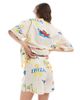 Pieces Pieces high waist shorts in summer vacation print - part of a set-Yellow - 4