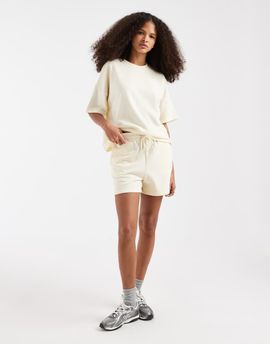 Pieces Pieces high waist sweat shorts in beige - part of a set-White