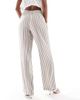 Pieces Pieces high waist wide leg pants in moonrock and white stripe-Brown - 2