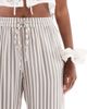 Pieces Pieces high waist wide leg pants in moonrock and white stripe-Brown - 4