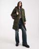 Pieces Pieces hooded longline padded coat in deep khaki-Green - 1