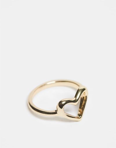 Pieces Pieces irregular heart ring in gold tone