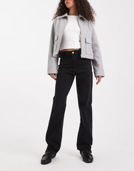 Pieces Pieces Kelly high waisted straight leg jeans in black