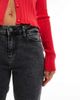 Pieces Pieces Kelly mid waisted straight leg jeans in dark gray wash - 2