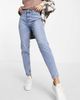 Pieces Pieces Kesia high waisted Mom jeans in bleach wash-Blue - 1