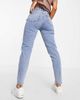 Pieces Pieces Kesia high waisted Mom jeans in bleach wash-Blue - 4
