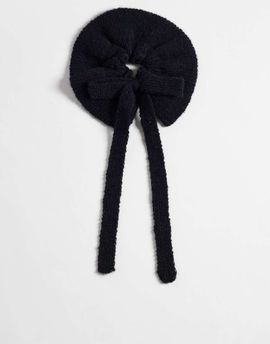 Pieces Pieces knit bow detail scrunchie in black