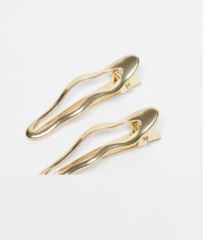 Pieces Pieces large wavy 2 pack hairclips in gold tone