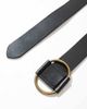 Pieces Pieces leather belt with round buckle in black - 2