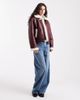Pieces Pieces leather look and teddy mix short jacket in burgundy-Red - 2