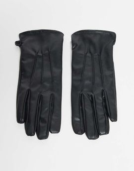 Pieces Pieces leather look gloves in black