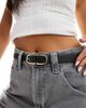 Pieces Pieces leather look gold double buckle belt in black - 3