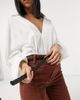 Pieces Pieces leather woven belt with gold buckle in black - 4