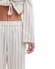 Pieces Pieces linen touch high waist wide leg pants in birch cream and blue stripe - part of a set - 3
