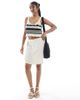 Pieces Pieces linen touch mini skirt in birch cream-Black - 1