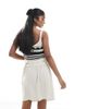 Pieces Pieces linen touch mini skirt in birch cream-Black - 2