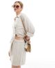 Pieces Pieces linen touch shorts in birch cream and black stripe - part of a set - 1
