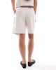 Pieces Pieces linen touch tailored longline shorts in cream - part of a set-White - 3