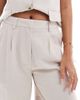 Pieces Pieces linen touch tailored longline shorts in cream - part of a set-White - 4
