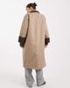 Pieces PIECES longline trench coat with collar detail in beige-Brown - 2