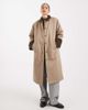 Pieces PIECES longline trench coat with collar detail in beige-Brown - 4